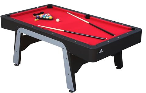 Cougar Arch Pro Billardtisch 7ft in Schwarz/Rot | Höhenverstellbarer Pooltisch inkl. Zubehör | Tischbillard für Kinder und Erwachsene | Indoor Pool/Billard Tisch