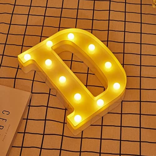 JANDEI - Warmes Licht LED Zahlen und Buchstaben für Dekoration und Atmosphäre, leuchtendes Herz, Nachtlichter, Geburtstage, Hochzeiten, Schaufenster. Sie funktionieren mit AA-Batterien (D)