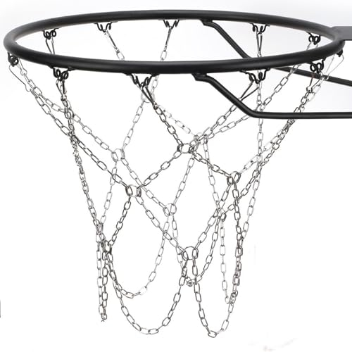Dakzhou Basketballnetz Edelstahl geflochtene Kette Schwerlast Standard Basketballnetz (12 Glieder) Schnelle Montage Geeignet für Innen- und Außenklimaten