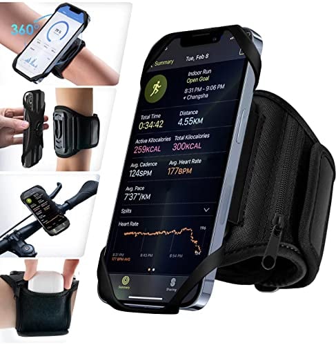 Cikyner Running Armband, 3 in 1 Running Phone Holder Sports Armband Bicycle Phone Holder 360° Rotatable & Detachable Running Phone Armband for 4.5-7'' iPhone for Gym Running Hiking