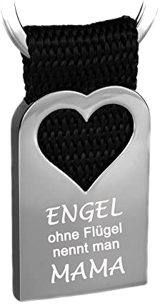 Tidero Schlüsselanhänger Metall mit Herz Engel ohne Flügel nennt man Mama – Glücksbringer Anhänger Gravur - Geschenk Mutter Muttertag Weihnachten