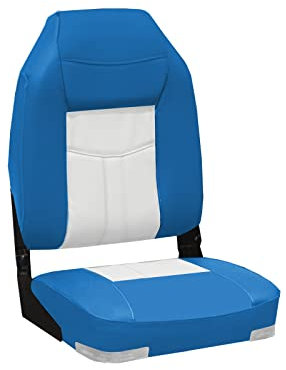 High Back Deluxe Folding Boat Seat (Blue/White) Deluxe-Klapp-Bootssitz mit hoher Rückenlehne (Blau/Weiß) autositzschoner autositzauflage sitzbezüge auto sofa anglerstuhl camping