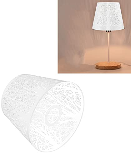 Lampenschirm aus Metall mit Baummuster, Lampenschirm für Tischlampe, Schreibtischlampe, Nachttischlampe, Schmiedeeisen-Lampenschirm, geschnitzter Waldbaum, E27-Mini-Lampenschirm(Weiß)
