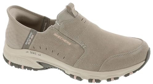 Skechers Femme Hands Free Slip-ins Hillcrest-Sunapee, Taupe Suede/Lycra/Light Pink Trim, 36 EU