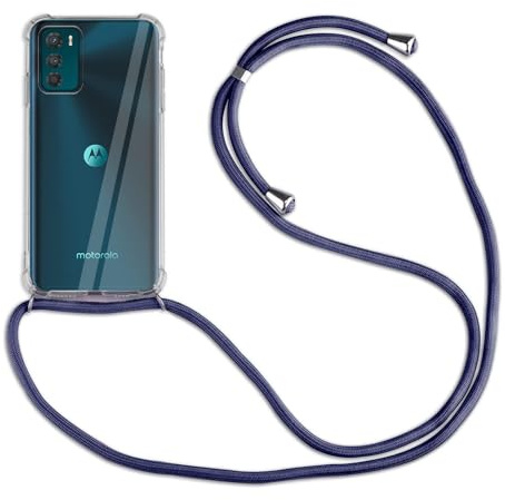 betterfon Hülle Kompatibel mit Motorola Moto G42 | Handykette Smartphone Halskette Hülle mit Band | Handyhülle mit Kordel zum Umhängen Kompatibel für Moto G42 | Blau