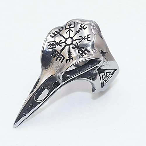 Bysonglezai Ring Damen Ringe Herren Frauen Geschenk Wikinger-Kopfring Für Männer, Hochwertiges Vintage-Finger-Biker-Ring-Amulett-Geschenk 12