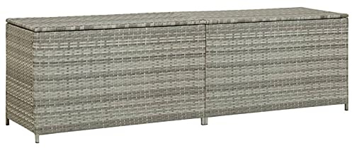 Keketa Cassapanca da Giardino Polyrattan 200x50x60 cm Grigio