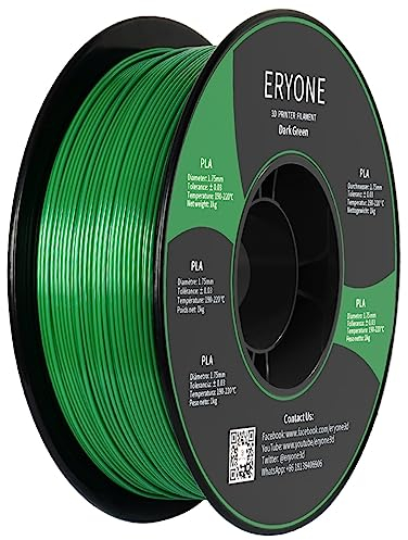 ERYONE PLA Filament 1.75 mm, 3D Drucker Filament PLA, Maßgenauigkeit +/- 0,03 mm 1 kg/Spule, Dunkel Grün