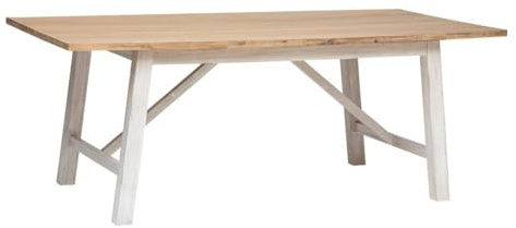 Atmosphera – Olbia Esstisch aus Akazienholz, 8 Sitzplätze, 200 x 100 cm, zweifarbig (Holz und Weiß) – für Esszimmer und Wohnzimmer