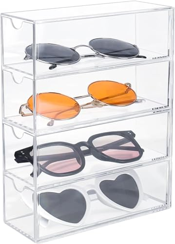 CTDMJ Scatola per Occhiali 4 strati Scatola Portaoggetti per Occhiali Custodia per Occhial Organizer Per Occhiali Sole Trasparente Organizer per occhiali acrilico, Cassetto portaoggetti per trucchi