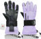 devembr Skihandschuhe mit Handgelenkschützern, Warme Snowboardhandschuhe für Herren und Damen, Lila, M