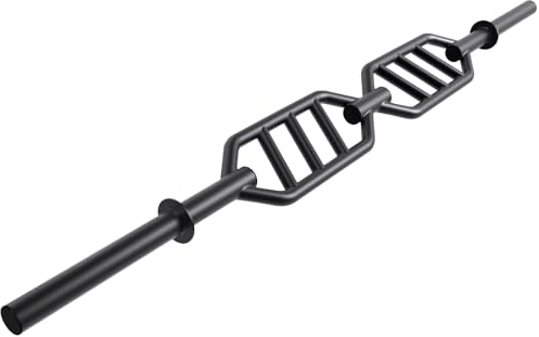 Kipika Multi-Grip Langhantel, Schweizer Bar, American Bar, Fußballstange, passend für 5cm olympische Platten, 203,2 cm Länge, 3 Sets abgewinkelte Griffe, ideal für Bankdrücken, Curl, Rudern