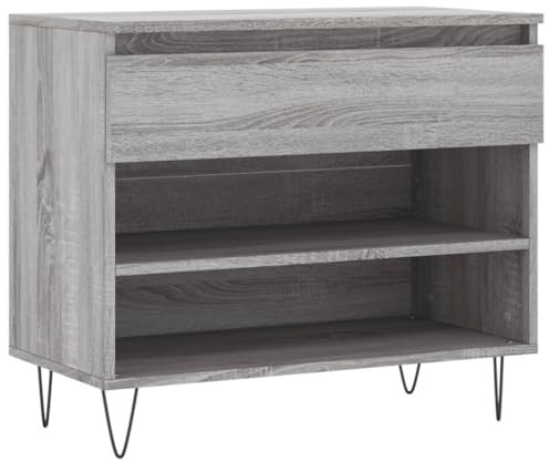 vidaXL Schuhregal, Schuhschrank mit Metallbeinen, Schuhaufbewahrung mit viel Stauraum, Flur Schrank Schuhablage Schuh Organizer, Grau Sonoma Holzwerkstoff