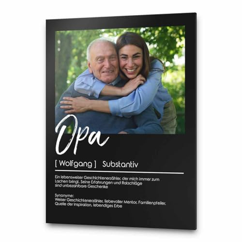 CHRISCK design Acrylglasbild Definition mit Fotodruck - Persönliches Geschenk für Opa zu Weihnachten - Foto Definitionen Bild für den besten Großvater - Glasfoto Wandbild Geschenkidee für Opas