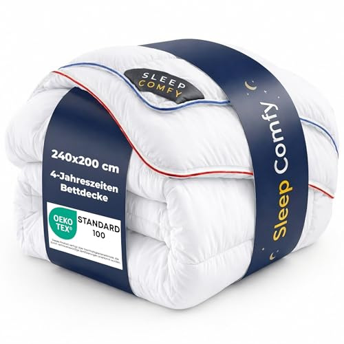 SLEEP COMFY Luxus 4-Jahreszeiten Warme Große Bettdecke 240x200 Steppdecke mit 2 Kombinierbaren Teilen, Ganzjahresdecke für Sommer und Winter Winterdecke für 2 Personen, Winterbettdecken, Schlafdecke