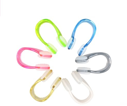 MONBEHJKA 6 mollette nasali da nuoto per bambini, adulti, in silicone, unisex, per nuotare professionisti, nuoto, principianti, 6 colori