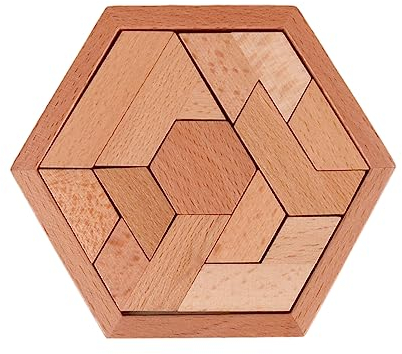 Holz Sechseck Puzzle Tangram Teaser Block Spielzeug Logik Spiel STEM Montessori Geschenk Für Kinder Erwachsene Alle Altersgruppen Holz Sechseck Puzzle