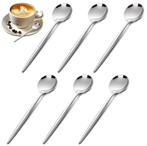 HIKPACKER Set de Cuillères à Café, 6 Pièces Mini Cuillères en Acier Inoxydable, Petite Cuillère à Dessert, Cuillères à Café Expresso, Polies Miroir, Cuillère à thé Set pour Dessert, Café, Crème Glacée