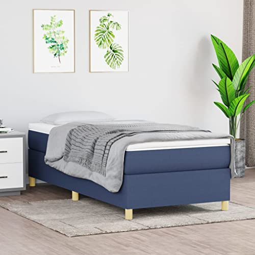 SECOLI Boxspringbett 90x200 ohne kopfteil mit matratze Polsterbett 90x200 Bett 90x200 mit matratze und lattenrost Jugendbett 90x200 -Blau-90 x 200 cm