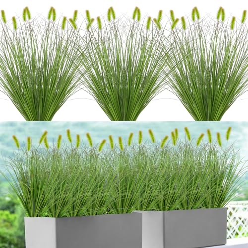 DEMIUKO 10 Pcs Herbes Plantes Artificielles Extérieur de 55cm Fausses Plantes Extérieure Verte Fausses Herbes UV Résistantes Arbustes Artificiels pour Maison Jardin Pot de Fleurs Décoration