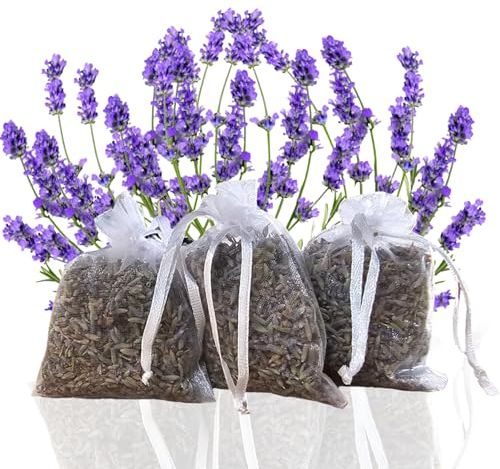 PIF - 3 Sachets 8g de Lavande de Provence - Sachet parfumé Voiture, Placard Maison, Anti Mites - Fleurs de Lavande - Fabriqué et Assemblé en France - Direct Producteur, Sachets Parfumés, Déco Maison