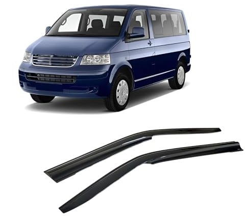 Rumplex Windabweiser Luftabweiser Regenabweiser Seitenfensterabweiser Kompatibel mit VW Transporter T5 T6 T7 T8 2003-2024 Autofenster Regenschutz Regenabweiser Anklebbare Deflektoren 2 Stück