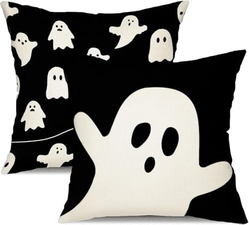 Mildair Halloween Kissenbezug 45x45 cm, Halloween Geister Deko Kissenbezug, Gespenster Deko Kissenbezug(2 Pack)