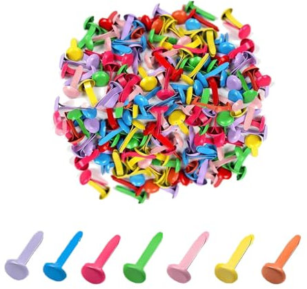 leersao Musterbeutelklammern Musterklammern Metall100stk Rundkopfklammern Mini Brads Leicht und Wiederverwendbar Für Schule Büro Papier Briefklammern Basteln Handwerk DIY