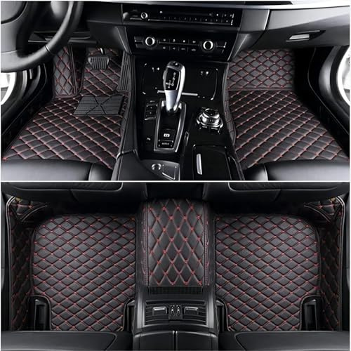 WBQdzsw Leder Auto Fußmatten für JAC T8 2021-2024, Wasserdicht und rutschfest Autoteppich All Inclusive Autofussmatte Auto-Innenpolster,D/Black-Red