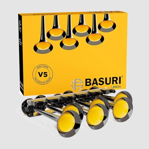 NEU BABY SHARK 5.0 | Klaxon Basuri Musicaux Melodie Trompes | 12-24 Volts | 130 DB 6 Super Puissant Trompette | 24 Son Pour Camion,Tracteur,Agricoles,4x4,Van,Voiture