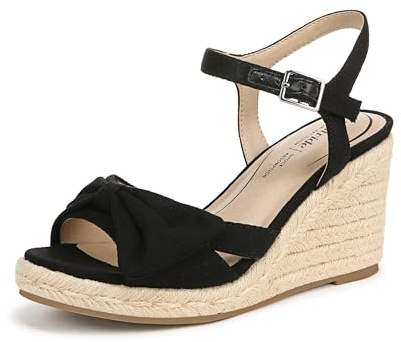 LifeStride Womens Tahlia Espadrille Wedge Sandal Black 8.5 W