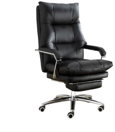 Luxuriöser ergonomischer Bürostuhl mit Liegefunktion, Komfort für Zuhause, Mittagspause, Sofa, Stuhl, höhenverstellbar und um 360° drehbar, Schwarz