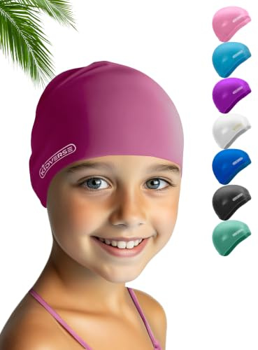 KIDVERSE Bonnet de Bain Enfant Silicone - Bonnet Piscine Fille & Garcon | Bonnet Piscine Enfant - Bonnet de Bain résistant - Bonnet de Natation enfant coloré