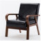 Mid Century Leder-Stuhl, bequemer Loungesessel für Schlafzimmer und Wohnzimmer, Retro, gepolsterter Sessel für Erwachsene, Rückenlehne, Stuhl für Empfang oder Schlafsäle, Einzellesesessel, Schwarz