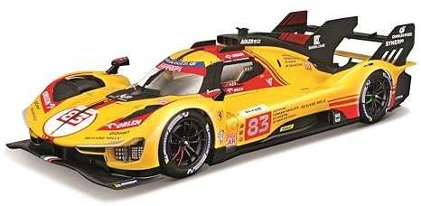 Bburago Ferrari 499P LMH #83 Lemans '24 - Hypercar Modellauto 1:18 Die-Cast Originalgetreues Sammlerauto mit Showcase Spielzeugauto mit beweglichen Türen, Kofferraum & Haube, ab 14 (18-16313)