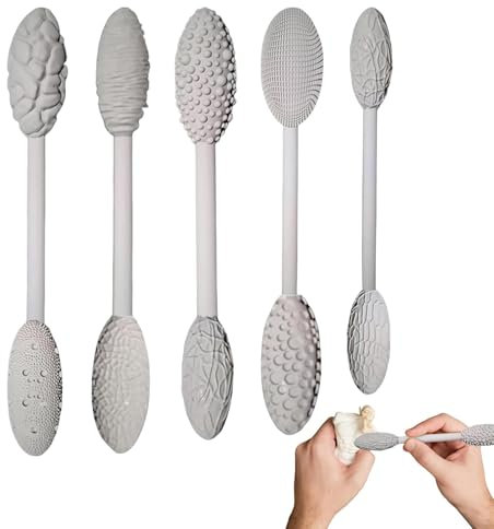 Modélisation des outils en argile, rouleau de texture d'argile | 5 pièces Kit de sculpture des épingles à rouler texturées,Fournitures d'art argile polyvalent outils de texture de poterie pour les min