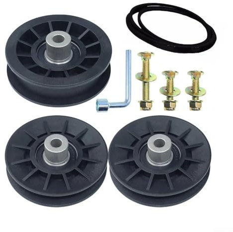 Rasenmäher V-Spannrolle Ersatzteil, Umlenkrolle Kit VGroove & Flache Riemenscheiben für Rasentraktoren, kompatibel mit LTH1538, YTH20K46 und anderen