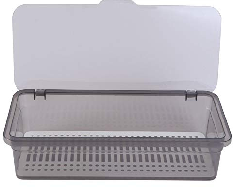 STOBAZA Chopsticks Drain Storage Box with Lid Transparent Kitchen Cutlery Storage Organizer Food Grade Tableware Container for Chopsticks Forks and Utensils Countertop Holder 10.63 X 4.53 X 2.64 in