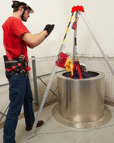 GHFXSCV Trépied de Sauvetage Robuste en Aluminium pour espaces confinés - Treuil de 1 200 LB et Protection antichute, idéal pour la sécurité et la stabilité en Cas d'urgence