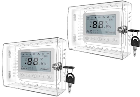 Protection thermostatique portable en acrylique avec clés - Couvercle verrouillable pour systèmes HVAC muraux dans les locaux commerciaux - Grande protection thermostatique pour la maison