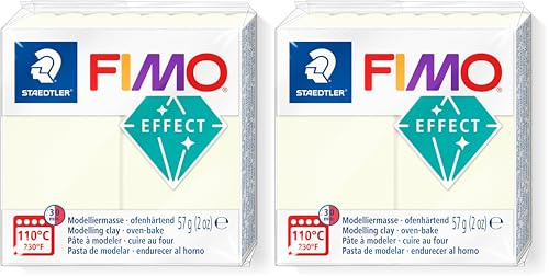STAEDTLER 8010-041 FIMO Effect ofenhärtende Polymer-Modelliermasse - Nightglow (1 x 57g Block) (Packung mit 2)