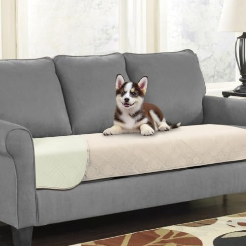 Luvore wasserdichte Hundedecke, rutschfeste Hundematte Hundedecke Sofaschutz Bettschutz, Robuste Katzendecke Schutzdecke waschbar für Sofa Bett Auto Unterwegs, Creme, 76x190cm