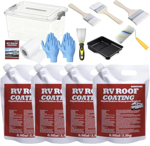 2Gal/256Fl.oz Gomma Liquida Rivestimento Tetto,Impermeabilizzante per Tetto,Sigillante Riflettente Solare,Rivestimento di Riparazione Flessibile in Gomma per Rimorchi,Camper e Camper per