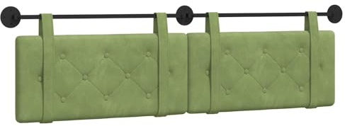 vidaXL Hängendes Kopfteil Hellgrün Samt, Moderner rechteckiger Wand-Headboard aus Samt, bezogen mit Bändern, Knopfsteppung für entspannende Schlafzimmer-Deko
