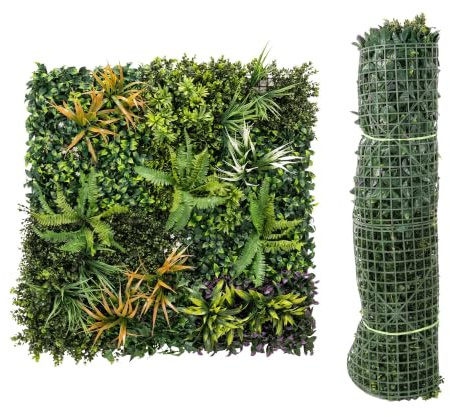 Outsunny Künstlicher Hecken Sichtschutz 100 x 100 cm UV Geschützt Grün | Künstliche Graswand-Dekoration mit Verbindungsbindern, Zaun mit Künstlichem Pflanzenlaub, Außenbereich, Garten, Balkon