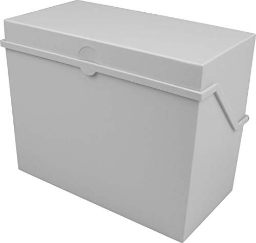 helit H6214582 - Karteikarten Box „the index“ DIN A5 quer, Kleinkartei lichtgrau für ca. 500 Karten