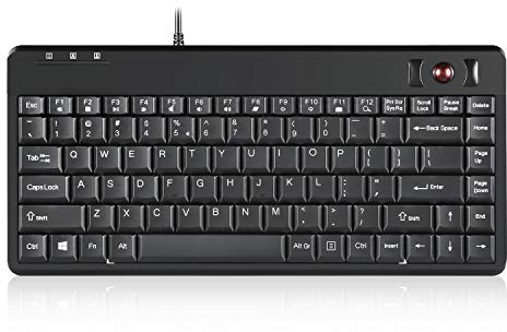 Perixx PERIBOARD-505H PLUS, Tastiera con trackball - USB - con cavo - con 2 porte USB Hub - 315x147x2 - Fit with Professional or Industrial Use - US English Layout