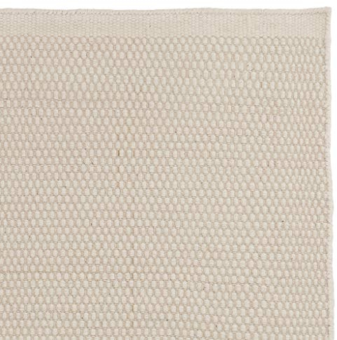 URBANARA Teppich Kolong - 100% Reine Woll-Baumwoll-Mischung, Eierschale, handgewebt – 140 x 200 cm, Wollteppich, Wohnteppich, Schlafzimmer-Teppich, Wohnzimmer-Teppich, Kinderzimmer-Teppich