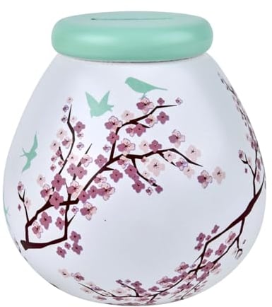 Pot of Dreams Hand Painted Blossom Flower Save And Smash Handcrafted Ceramic Money Box Piggy Bank | Perfect Decorative Gift and Saving for Self Care & family Vaction