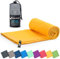 Fit-Flip Microfibre towel - compact, ultra lightweight & quick dry - perfect for gym, travel & beach - swimming towels for sports, camping & hiking (2x 30x50cm yellow + bag)